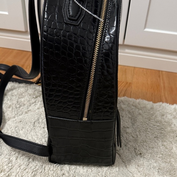 NWOT Tory Burch Black Croc-Embossed Mini Backpack with Gold Details - Picture 6 of 11